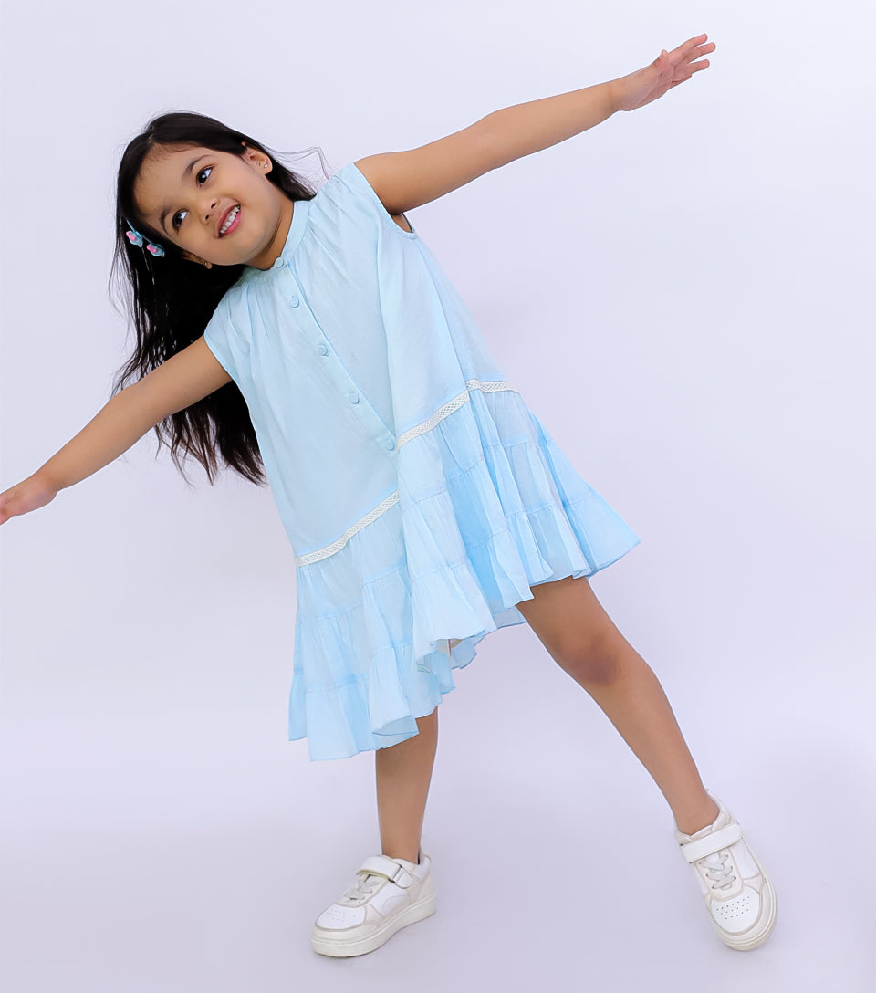 SUNNY LACE BUTTON DOWN TIERED DRESS FOR GIRLS