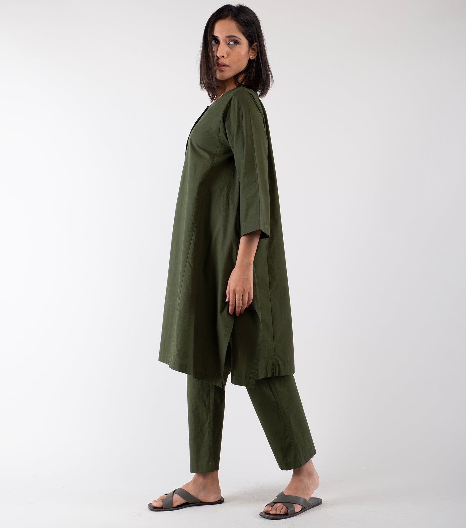 Olive Green Cotton Co-ord Set