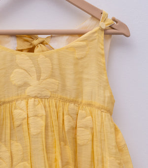 Yellow Woven Cotton Dress for Girls