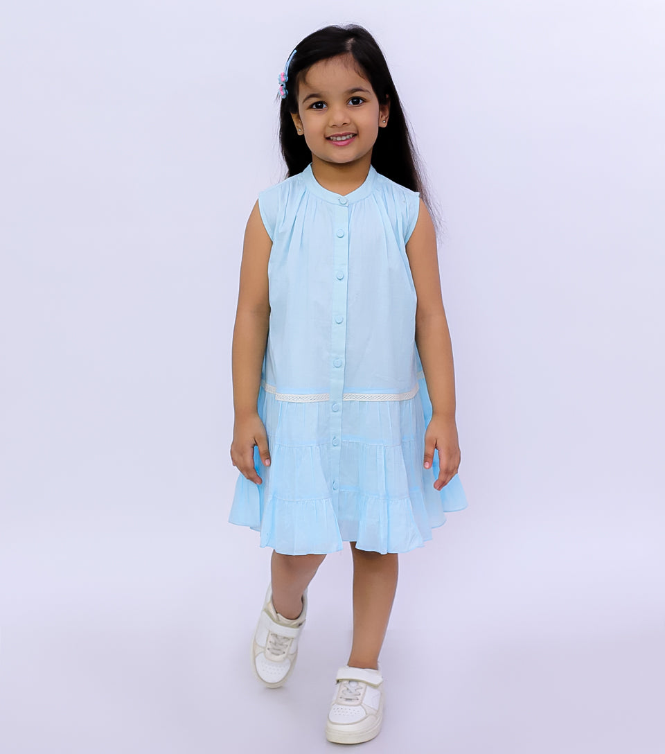 SUNNY LACE BUTTON DOWN TIERED DRESS FOR GIRLS