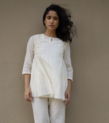 SOFT BREEZE COTTON SMOCKING TUNIC