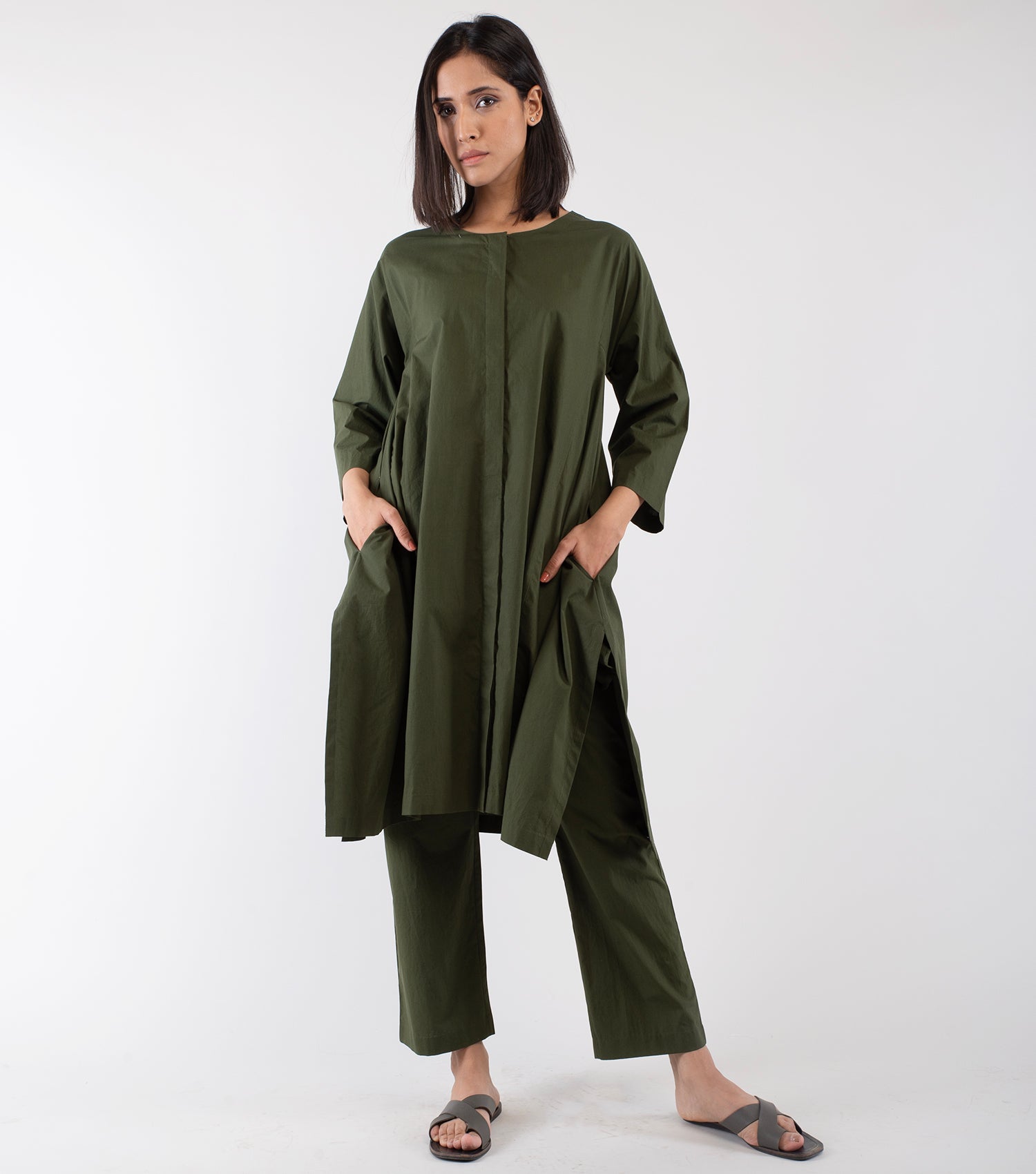 Olive Green Cotton Co-ord Set