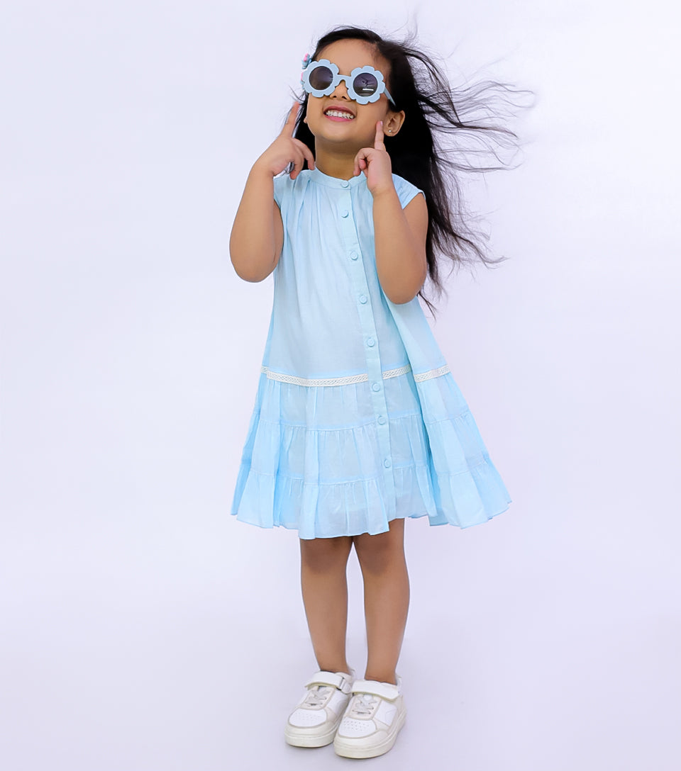 SUNNY LACE BUTTON DOWN TIERED DRESS FOR GIRLS