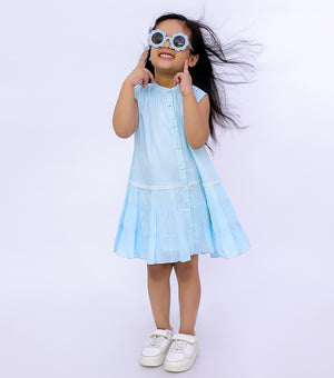 Sunny Lace Button Down Tiered Dress For Girls
