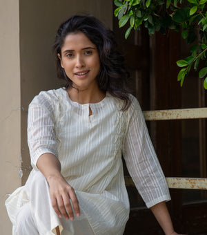 SOFT BREEZE COTTON SMOCKING TUNIC