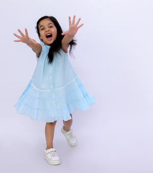 Sunny Lace Button Down Tiered Dress For Girls