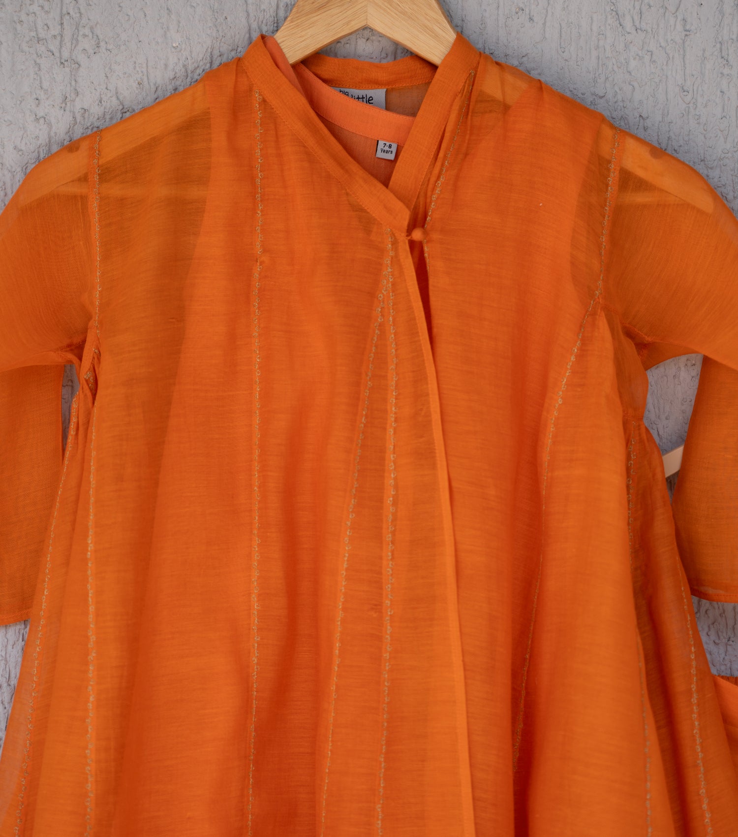 Burnt Orange Chanderi Choga & Cotton Pants Set