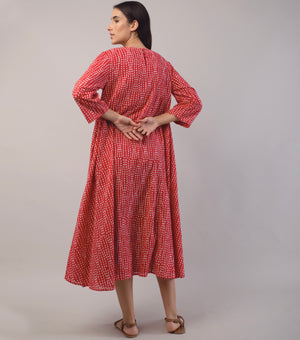 Red Polka Dots Printed Cotton Dress