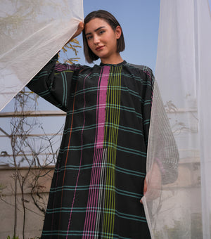 Multi Stripe Black Woven Dress