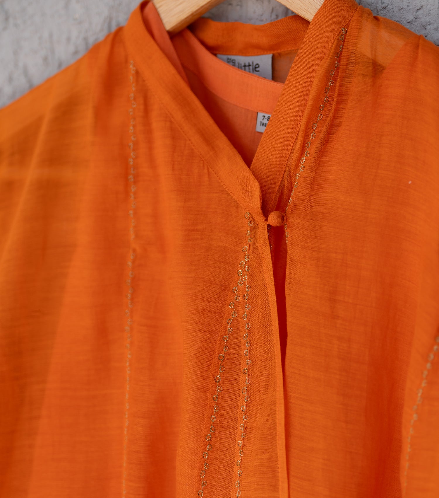 Burnt Orange Chanderi Choga & Cotton Pants Set