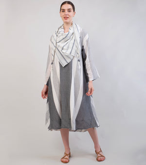 Grey & White Woven Cotton Stole