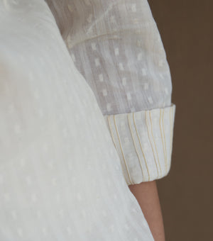 COTTON JACQUARD PINTUCK TUNIC