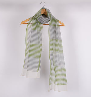 Green Printed Chanderi Stole