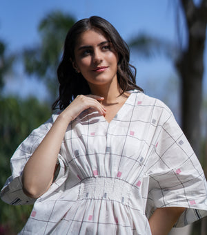 White Woven Cotton Kaftan