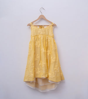Yellow Woven Cotton Dress for Girls
