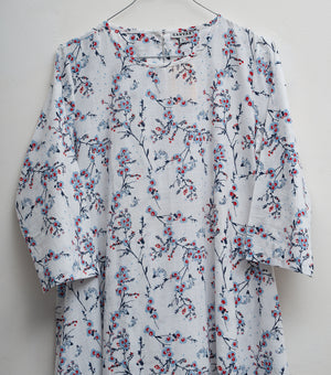 Blue Printed Cotton Kurta