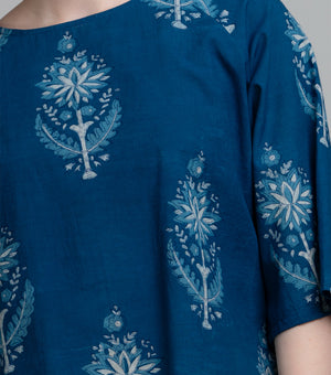 Indigo Floral Printed Top