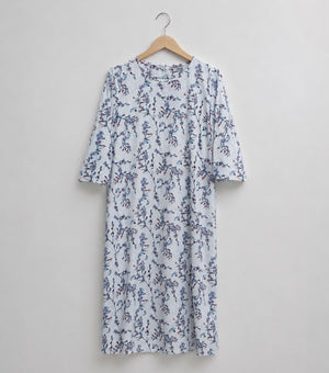 Blue Printed Cotton Kurta