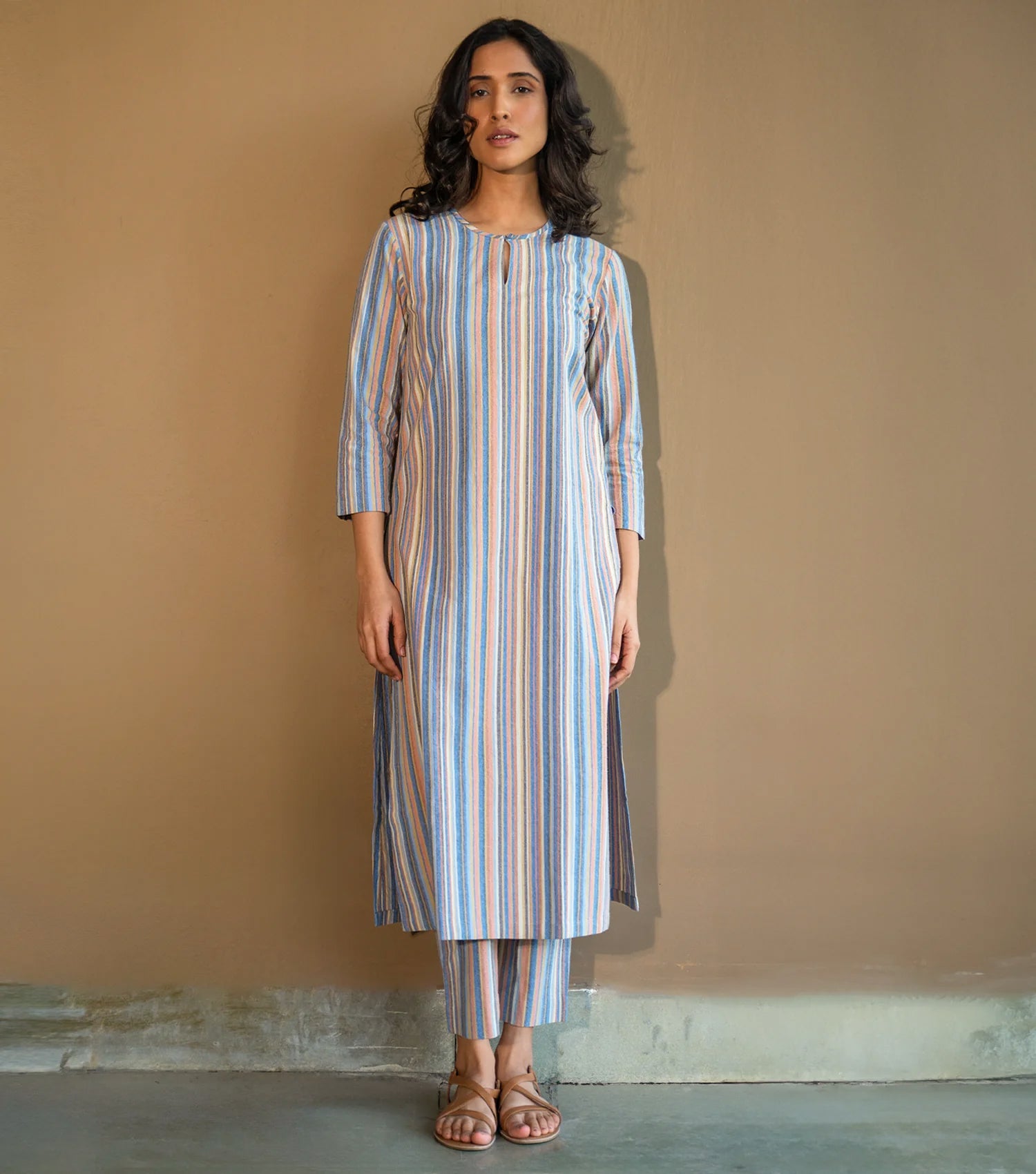 Blue Striped Cotton Co-ord Set