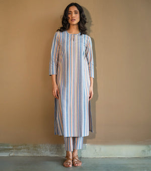 Blue Striped Cotton Co-ord Set