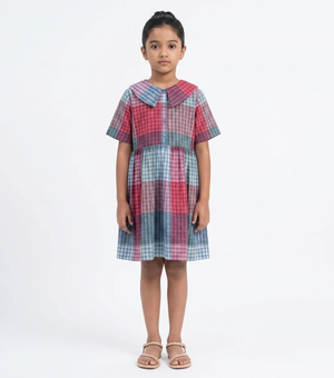 Multicolour Woven Cotton Dress for Girls