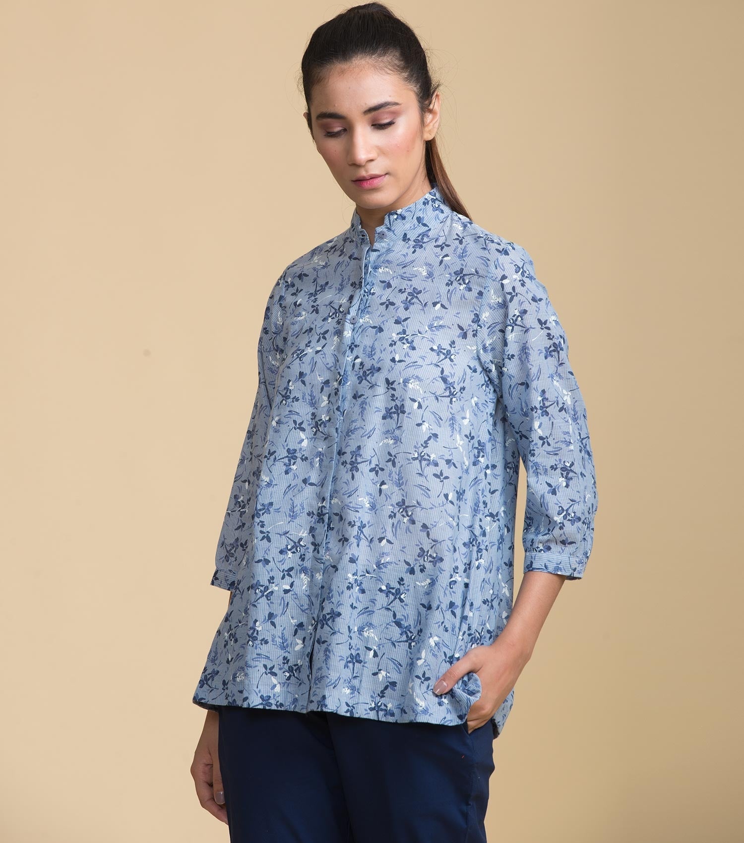 Floral printed cotton top