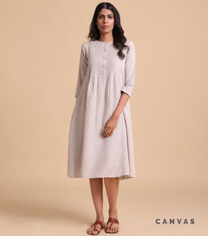 Grey cotton Pin-tuck dress