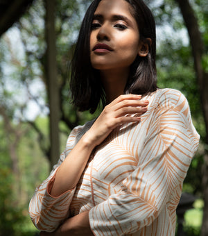 White Printed Cotton Kurta