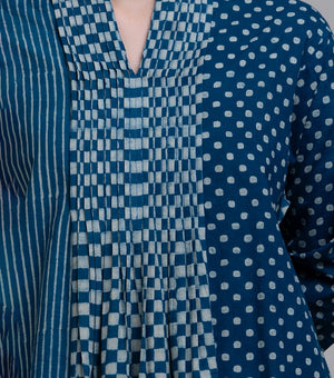 Indigo Mosaic Printed Cotton Kurta Set
