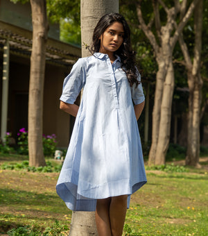 Sky Blue Summer Woven Cotton Dress