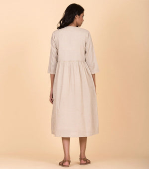 Beige printed cotton dress