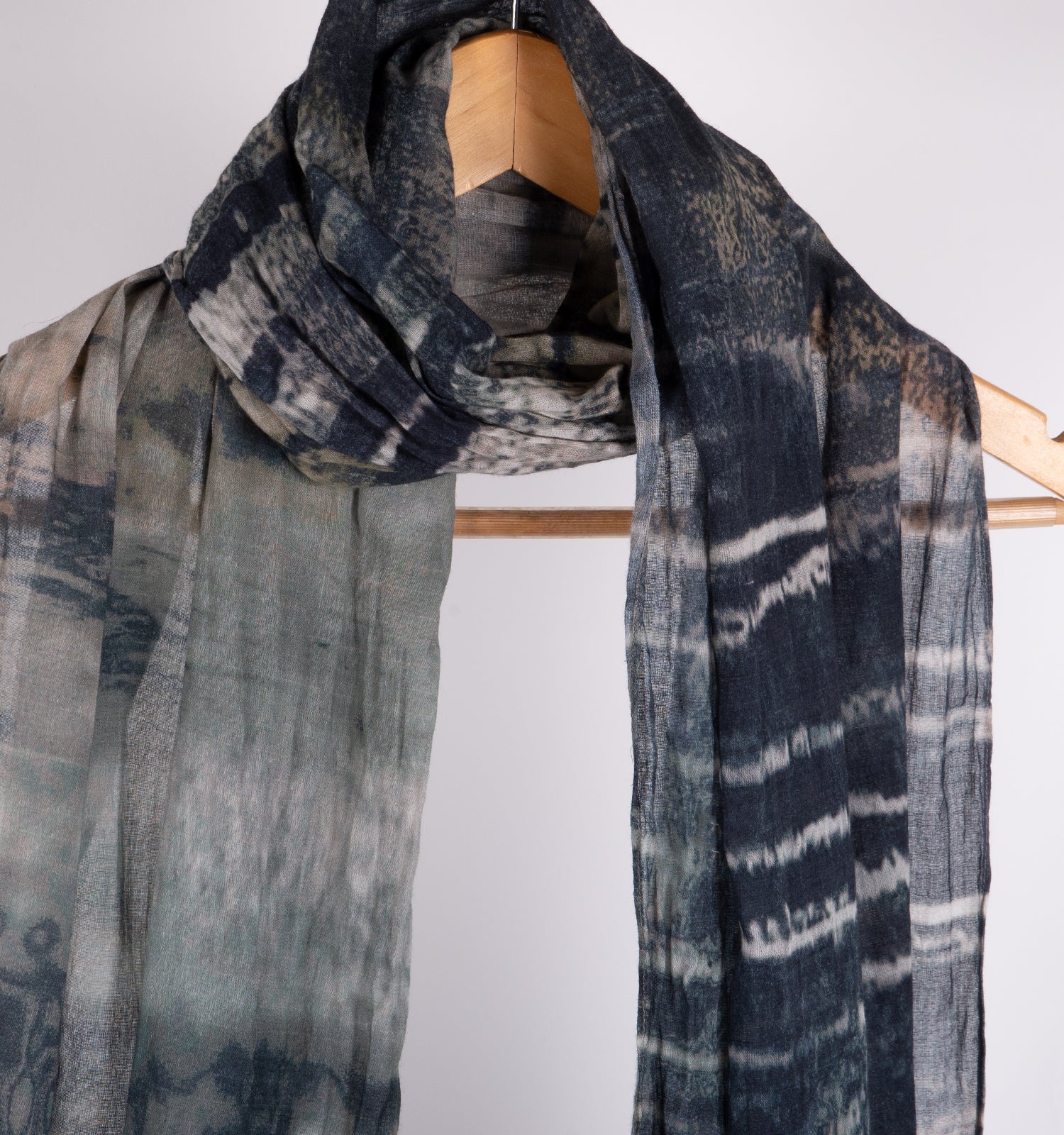 Navy Blue Printed Cotton Stole