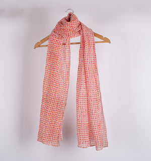 Orange Printed Chanderi Stole