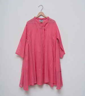 Blush Woven Cotton Choga with Slip for Girls