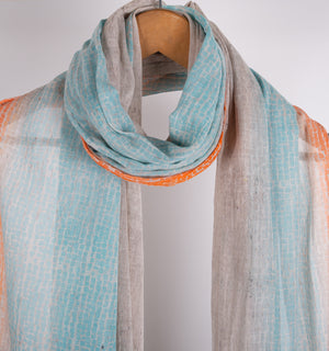 Sky Blue Printed Cotton Stole