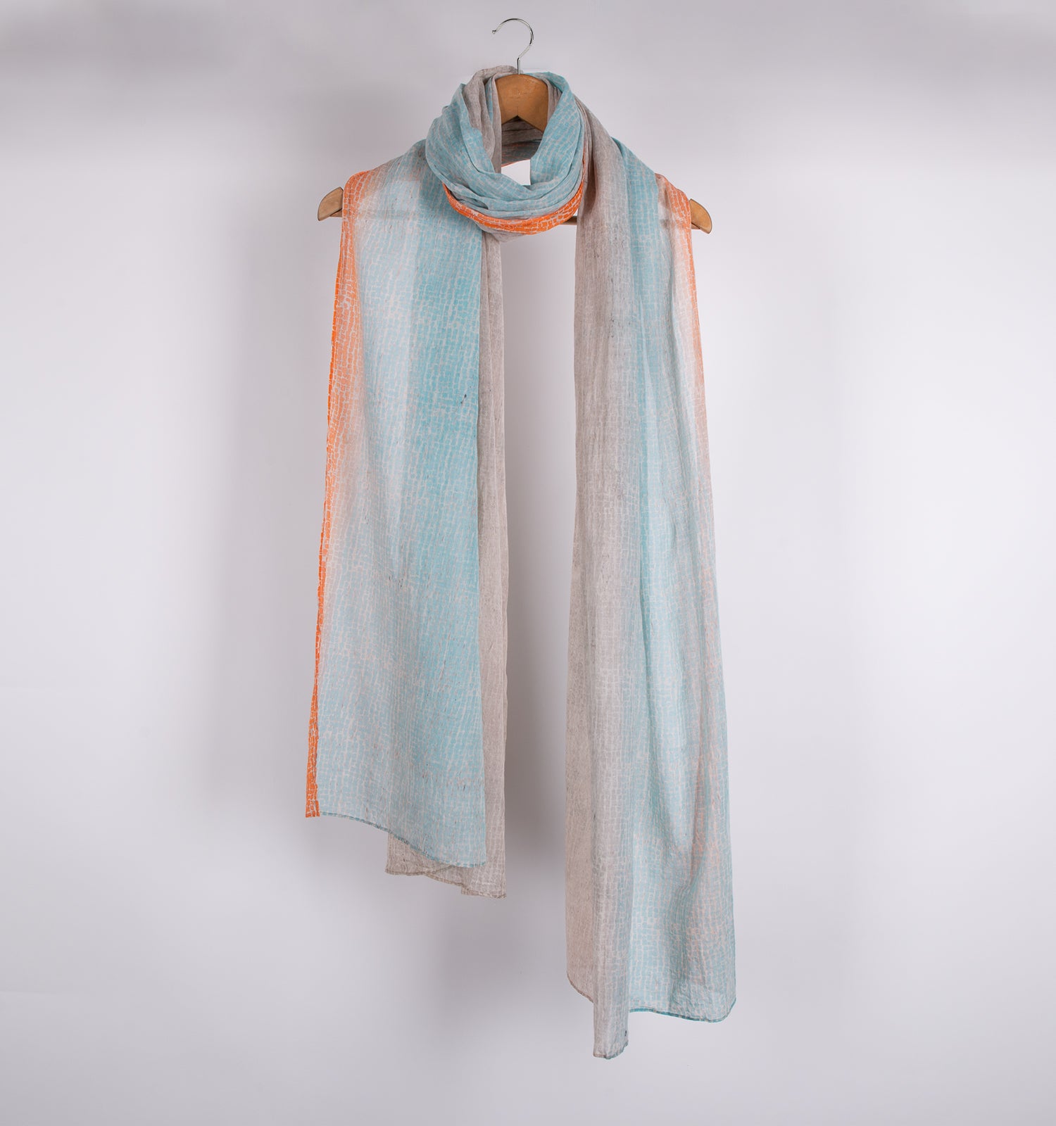 Sky Blue Printed Cotton Stole