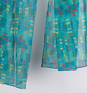 Teal Blue Printed Chanderi Stole