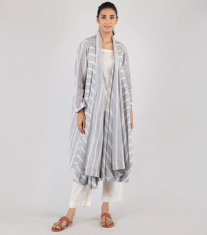 Grey Striped Cotton Cape