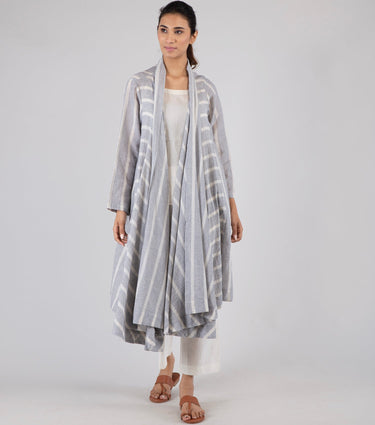 Grey Striped Cotton Cape