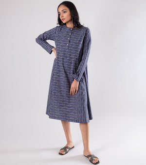 Blue Printed Cotton Dress