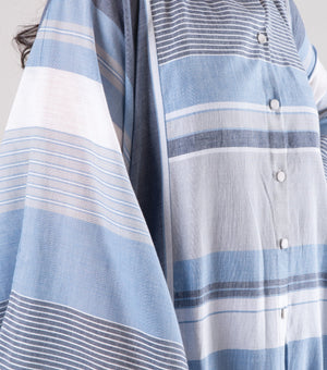 Blue Cotton Woven Kaftan