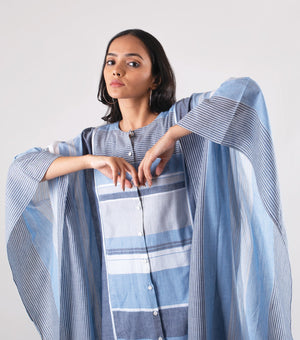 Blue Cotton Woven Kaftan