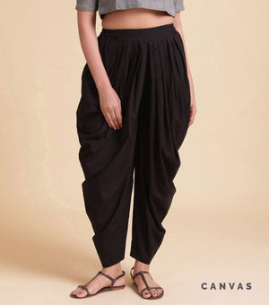 Black Solid Dhoti Pants