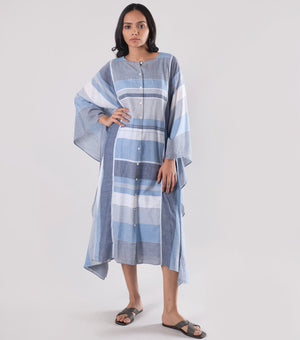 Blue Cotton Woven Kaftan