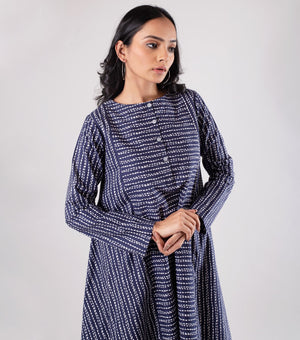 Blue Printed Cotton Dress