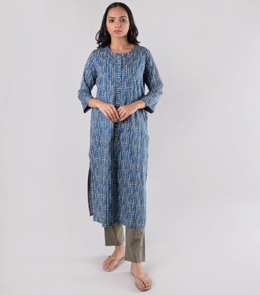 Blue printed Cotton kurta