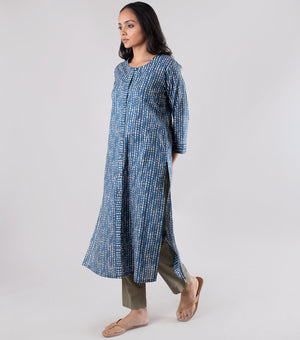 Blue printed Cotton kurta