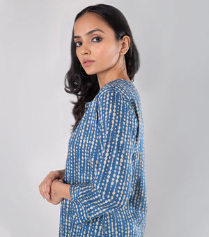 Blue printed Cotton kurta