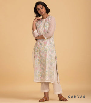 Natural floral chanderi kurta