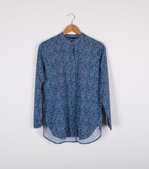 Navy Blue Printed Cotton Shirt